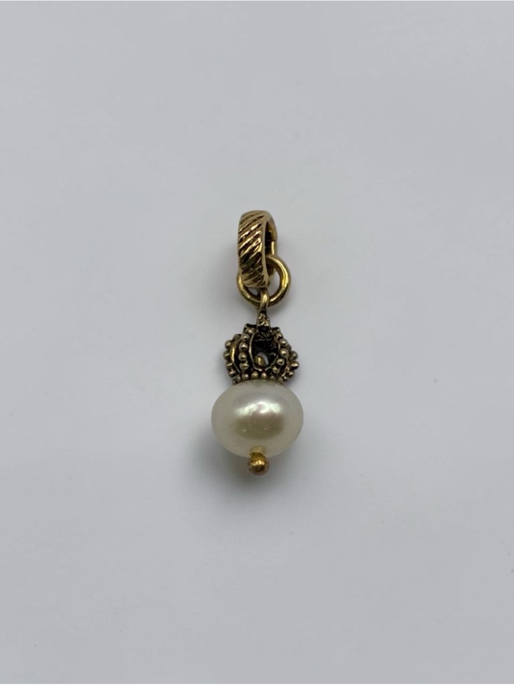 Vintage Y2K Juicy Couture Crown Pearl Drop Mini Charm Pendant